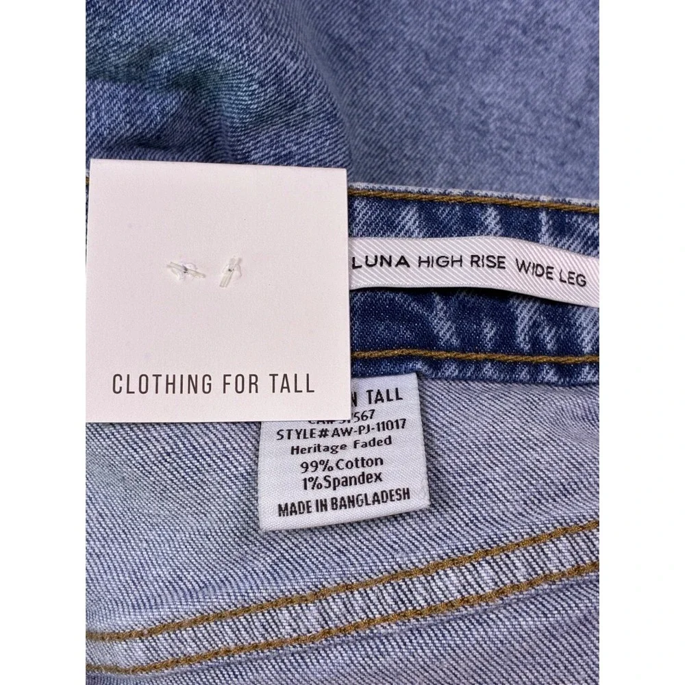 American Tall Luna High Rise Wide Leg Jeans Heritage Faded 29/37 - Picture 7 of 13